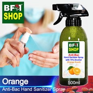Anti Bacterial Hand Sanitizer Spray with 75% Alcohol - Orange Anti Bacterial Hand Sanitizer Spray - 500ml