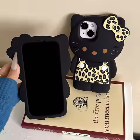 Hello Kittty3D Phone Case for iPhone Case For Galaxy S22 S23 S24 S25 Plus Ultra Leopard Soft Silicon