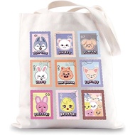 SKZ Merch, Kpop Merch Reusable Canvas Tote Bag with SK-Zoo for Stray Fandom Girls, Stray Kid Merch f