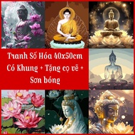 (40x50cm with Frame) Buddhist digital oil painting, size 40x50cm, Framed