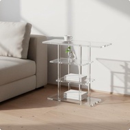 [szluzhen3gv] 4 Tiers Acrylic Nightstand Space-Saving 4 Tiers Acrylic Shelf Table Clear Design
