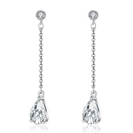 JEWELY POSH Dangling Diamond Earrings Genuine Italy 92.5 Silver White Gold Plated Formal Earrings