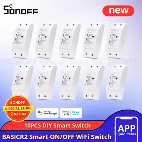 SONOFF BASICR2 Smart ON/OFF WiFi Switch, 2/4/6/8/10PCS Light Timer APP/Voice Remote Control DIY Mode