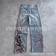 seluar jeans lelaki y2k jeans 3D Printed Y2K Retro Wide-Leg Trousers - Streetwear Style