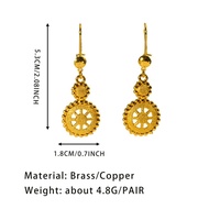 Unique High-Quality Light Luxury Middle Eastern Dubai Sand Gold Earrings High-End Niche Earrings Fem