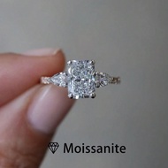 1pc Women's Quality Single Ring, 2.2g Solid 925 Sterling Silver, 2ct Emerald Cut Moissanite Engageme