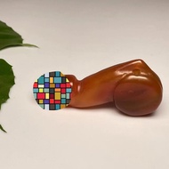 Agate Joe Hand-Carved Silk-Tangling Agate Masculine Handle Piece Agate Chalcedony Tintin Play Handle