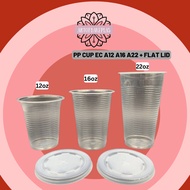 EC Cup 12oz 16oz 22oz PP Cup With Flat Lid / Disposable Plastic Cup / Gelas Air Balang