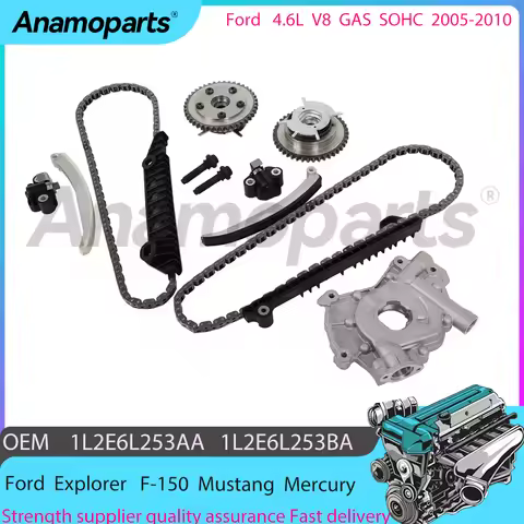 Engine Parts Timing Chain Oil Pump Kit Fit 4.6 L V8 Gas for 05-10 Ford Explorer F-150 Mustang Mercur