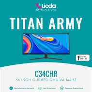 TITAN ARMY 34” Curved Ultrawide 2K 144Hz 1ms Gaming Monitor (C34CHR)