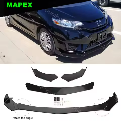 For Honda Fit Jazz GK5 GK3 Front Bumper Lip Splitter Chin Spoiler Glossy Black