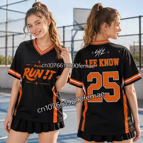 2026 New STRAYKIDS RUN IT Fan Meeting T-Shirt Unisex KPOP Cosplay Street Style Stage Costume Music F