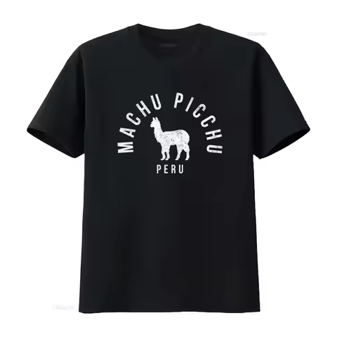 Vintage Style Machu Picchu Alpaca Peru T Shirt for Men and Women vintage Washed Casual Slightly grap