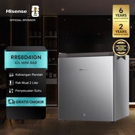 Hisense Kulkas Mini Bar Kulkas 1 Pintu - RR58D4IGN FS (Refrigerator) Lemari Es Portable  - Silver 【N