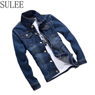 [SULEE] Spring Mens Cowboy Demin Jackets Pockets Design with Personality Retro Korean Style Classic 