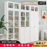 S/💖Steel Nordic Household Iron Bookcase Glass Dust-Proof Bookcase Library Full Wall Assembled Cabinet Ikea Bili Bookshel