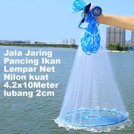 Jala Jaring Pancing Ikan Lempar Net Nilon kuat 4.2x10Meter lubang 2cm