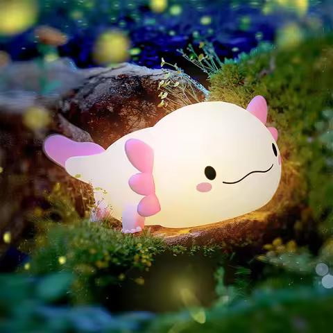 Cute Axolotl Night Light Silicone Nursery Sleeping Lamp Touch Control Nightlights USB Rechargeable T