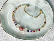 天然石手鍊 14K包金磁扣 薔薇輝 粉晶 鈦赫茲 彩螢石 橄欖石