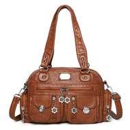 Female Bag 2026 Large Capacity Ladies Handbag Simple Commuter Portable Shoulder Bag Soft Leather Mes