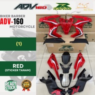 RAPIDO Honda Adv160 (1) Hitam Merah Grey Body Coverset Sticker Tanam Stripe Tanam ADV Cover