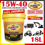 S2U Pennzoil Engine Oil SAE 15W-40 18Liter Tractor Excavator Truck Backhoe CF-4/SL Minyak Hitam Lori Mesin 15W40 18Litre