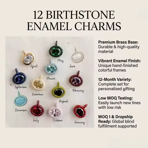 2026 New Trend December Zircon Pendant DIY Colourful Series Brass 18K Gold Plated Festive Gift