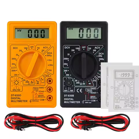 DT-830 Digital Multimeter Buzzer Square Wave Output Voltage Ampere Ohm Tester Probe DC AC LCD Overlo