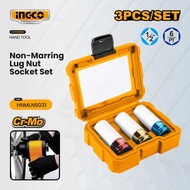 Ingco 3Pcs 1/2" Non-Marring Lug Nut Socket Set Hnmlns031 IHT Be6