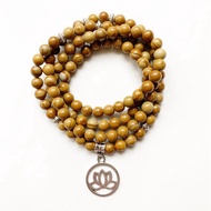 Mala Beads Necklace Meditation Natural Serpenggiante Jasper Stone Prayer Beads Mala 108 Beads Bracelet Lotus Om Star Charms 1pc