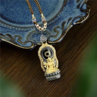 LR-Tibet S925เงินสเตอร์ลิง Dzi จี้พระพุทธรูปลูกปัดสำหรับผู้ชายและผู้หญิงเพื่อเพิ่มโชคและทำให้สร้อยคอ