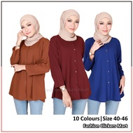 FC Mart - Blouse Muslimah / Baju Perempuan Lengan Panjang / Women Button Long Sleeves Top / Blause Wanita Muslimah Labuh