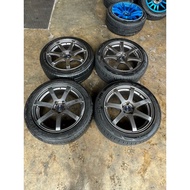 Enkei PF07 18x8J ET35 5x114.3 PCD 18 Inch Sport Rims with Tyres Original Halfcut Made in Japan