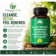Wormwood Black Walnut Clove Cleanse for Humans. Elimination Detox + Intestinal Support Capsules Supp