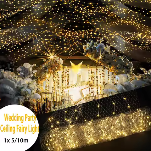 F2 Wedding Net LED String Lights 1x5/10m Roll Festival Party Hotel Ceiling Fairy Light Decorat DIY M