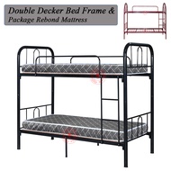 Double Decker Bed Frame / Katil Besi / Package Bedframe with Rebond Mattress Tilam