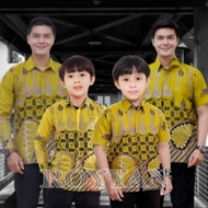 KEMEJA Father And Son Batik Couple // Batik Shirt For Adult Men And Boys Lemon Melody Lime Color