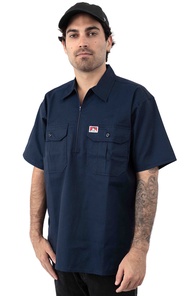 พร้อมส่งของแท้ Ben Davis SHORT Sleeve Solid ชุดทำงานเสื้อเชิ้ตกึ่งซิปสไตล์อเมริกันแนววินเทจ