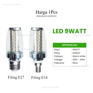 CAHAYA 9 watt led bulb, bright warm white light, e27 e14 premium fitting
