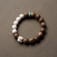 醒獅 未時原創鶯歌綠奇楠沉香猛獁牙化石雕刻綠松石手鏈串珠女禮