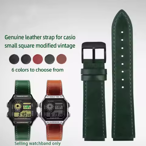 Retro Genuine Leather Watchband for Casio A158W A168 / F91w / AE-1200WHD/A158/A159/A169/AE1200 Vinta
