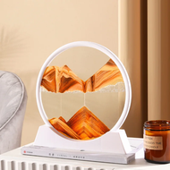 （DDD-HOT） 3D Sandscape Moving Sand Art Picture Quicksand Craft Round Glass Deep Sea Liquid Hourglass