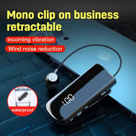 F901 IPX7 Waterproof Wireless Earphone Bluetooth Call Remind Vibration Retractable Headset Noise Can