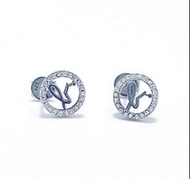 ✨【 全新❗️ 】Agnes'b.925 純銀圓形閃石圍邊‘ b ’字LOGO耳環( S925 / Sliver Earrings / Round / Bling Bling / Voyage/  A
