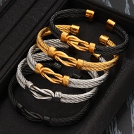 Vacuum Electroplating 18k Titanium Steel Knot Cross Steel Wire Bracelet Men's Steel Wire Open Bracel