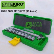 Socket Wrench Set 6 PT 08-24mm 10 Pcs TEKIRO Hand Socket Set 10 Pcs 8-24mm