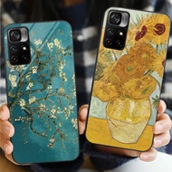 Van Gogh flower Glass Phone Case For Xiaomi POCO F3 F4 F5 M3 M4 M5 M6 4G X3 X4 GT NFC X5 X6 PRO 5G