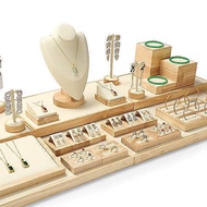 Olancy Solid Wood Jewelry Display Props Microfiber Jewelry Display Stand Ring Stand Necklace Display