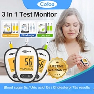 3-in-1 Multifunctional Monitor Test Blood Sugar/Uric Acid/Cholesterol with Strips