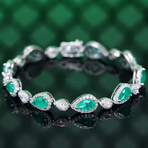 Luxury 18K Solid Platinum PT950 certifid Paraiba 5*7mm bracelet high-end 1 carat platinum jewelry wi